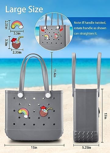 Beach Bag Rubber Tote Bag - Waterproof Travel Bag for Women Washable Tote Bag Handbag for Sports Beach Market Pool