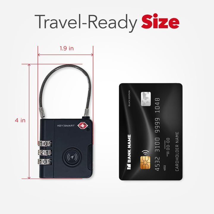 KeySmart SmartLock Tracking Luggage Locks, TSA Locks for Luggage, GPS Tracker, Combination Lock