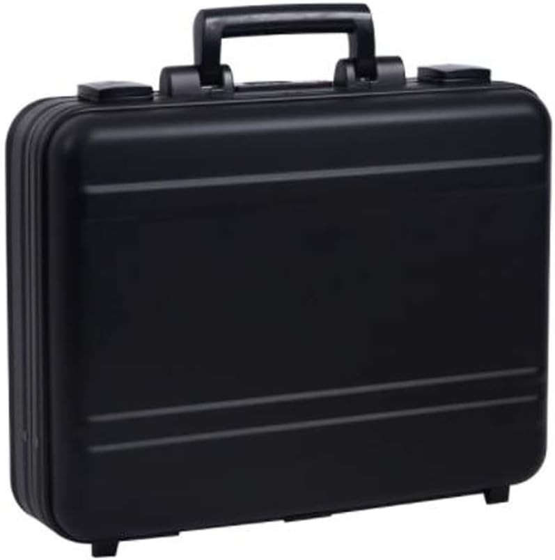 Men Metal Briefcase Aluminum Locking Storage Box, Family Medicine Case, Money Suitcase, Jewellery Display Box with Removable Foam, Black (16.5X12.6X4.5 Inch)