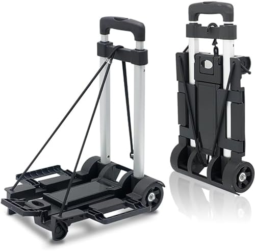 Folding Aluminum Alloy Rod Carts - Mini Push-Pull Luggage Trucks for Home & Shop, Portable Trailer Trolley for Easy Transport and Storage