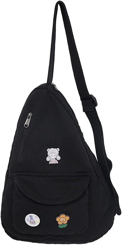Sling Bag for Women Crossbody Backpack Shoulder Chest Bag Daypack Small Black Travel Canvas Casual Hiking Outdoor