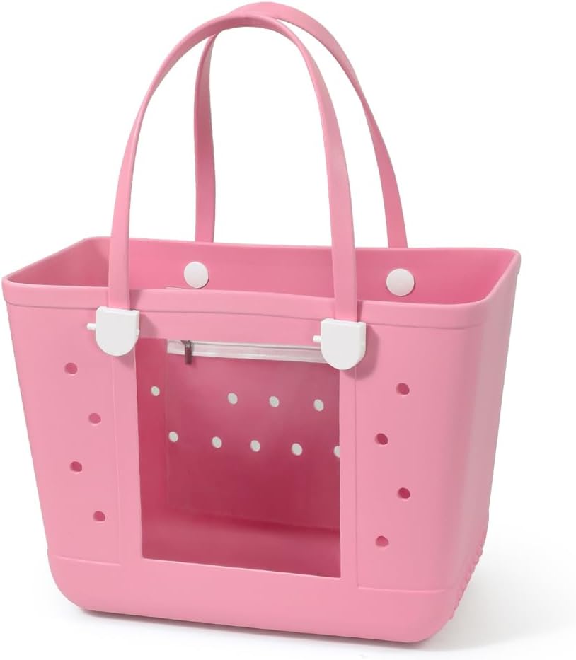 Rubber Beach Bags with Visual Window, Extra Large Waterproof Sandproof Rubber Tote Bag for Pool,Boat & Travel