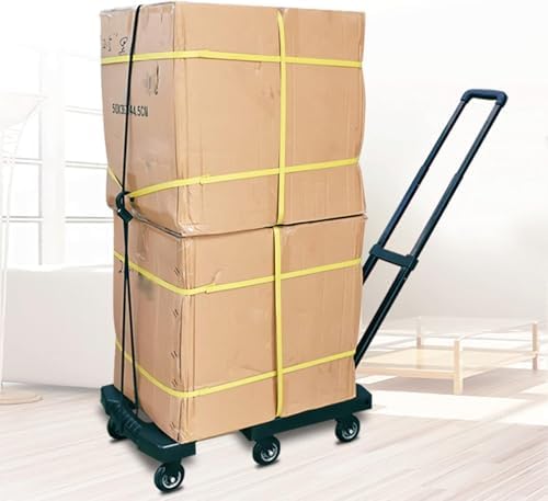 Heavy-Duty Folding Hand Truck with 6 Wheels - Lightweight Compact Trolley Cart for Home, Office & Travel - 330lbs Capacity, Adjustable Handle - Perfect for Moving Luggage & Supplies