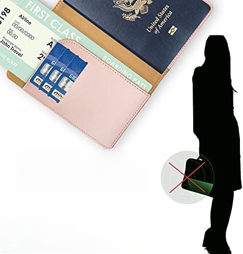 RFID Blocking Genuine Leather Wallet Passport Holder for Travel with Credit Card Slots and Ticket Pocket Durable Design (Pink)