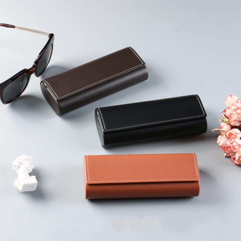 HSYMQ 3 Pcs Glasses Case Hard Shell, Square Leather Hard Eyeglass Case, Unisex Simple Large