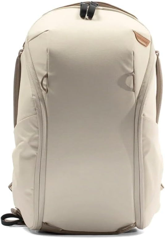 Peak Design Everyday Backpack Zip 15L, Bone, 270-Degree Zip, Dual Side Pockets, FlexFold Dividers, Fits 15" Laptop, For Camera Carry, Daily Commutes or Travel, Versatile Backpack for Men and Women