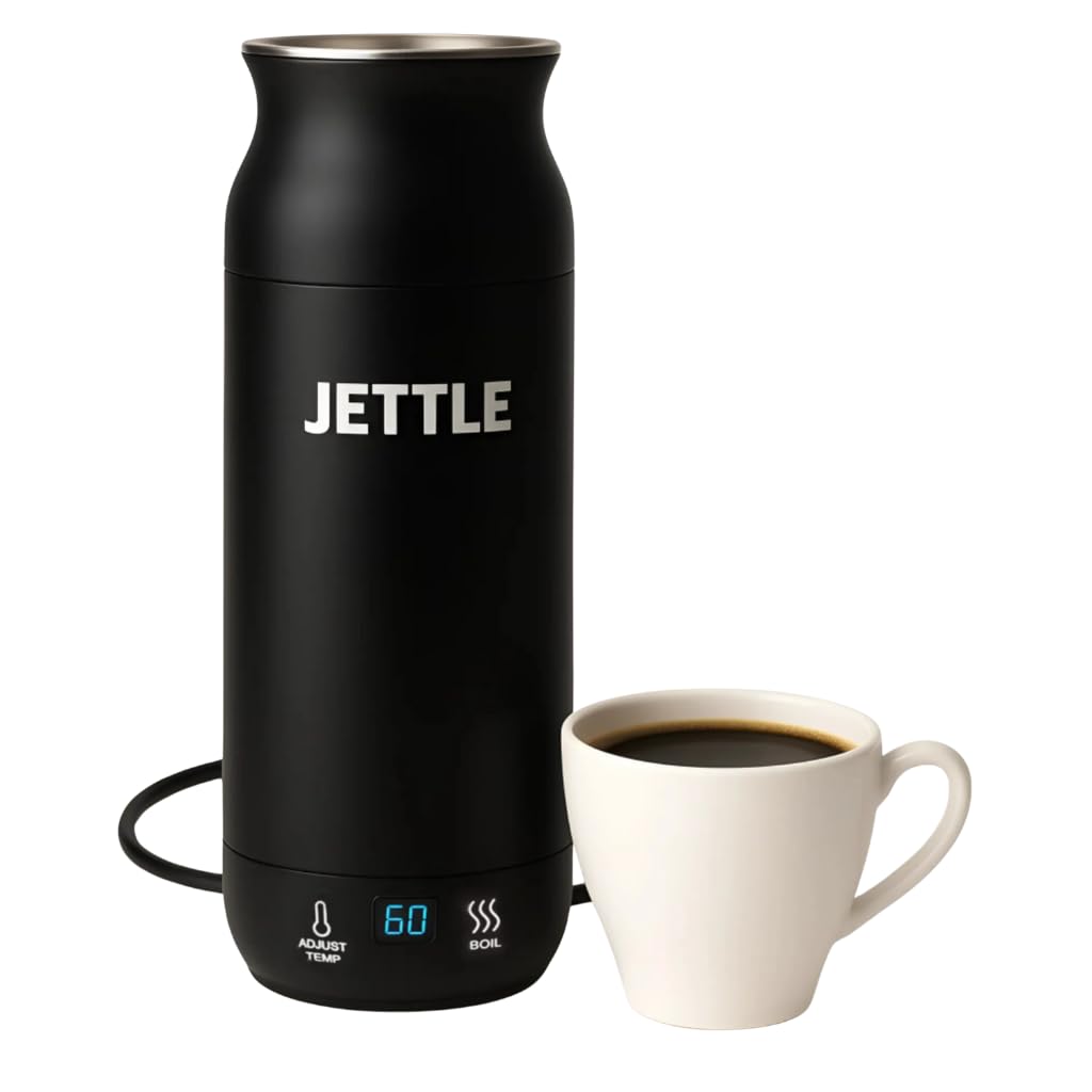 Jettle Portable Electric Kettle, 450ml Travel Water Boiler with LED, Black