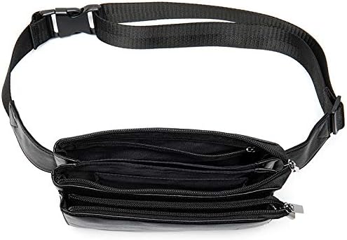 Niucunzh Fanny Packs for Women Lightweight Lambskin Leather Waist Bag Sport Men Belt Purse Hip bags Hands-Free Bumbag Black