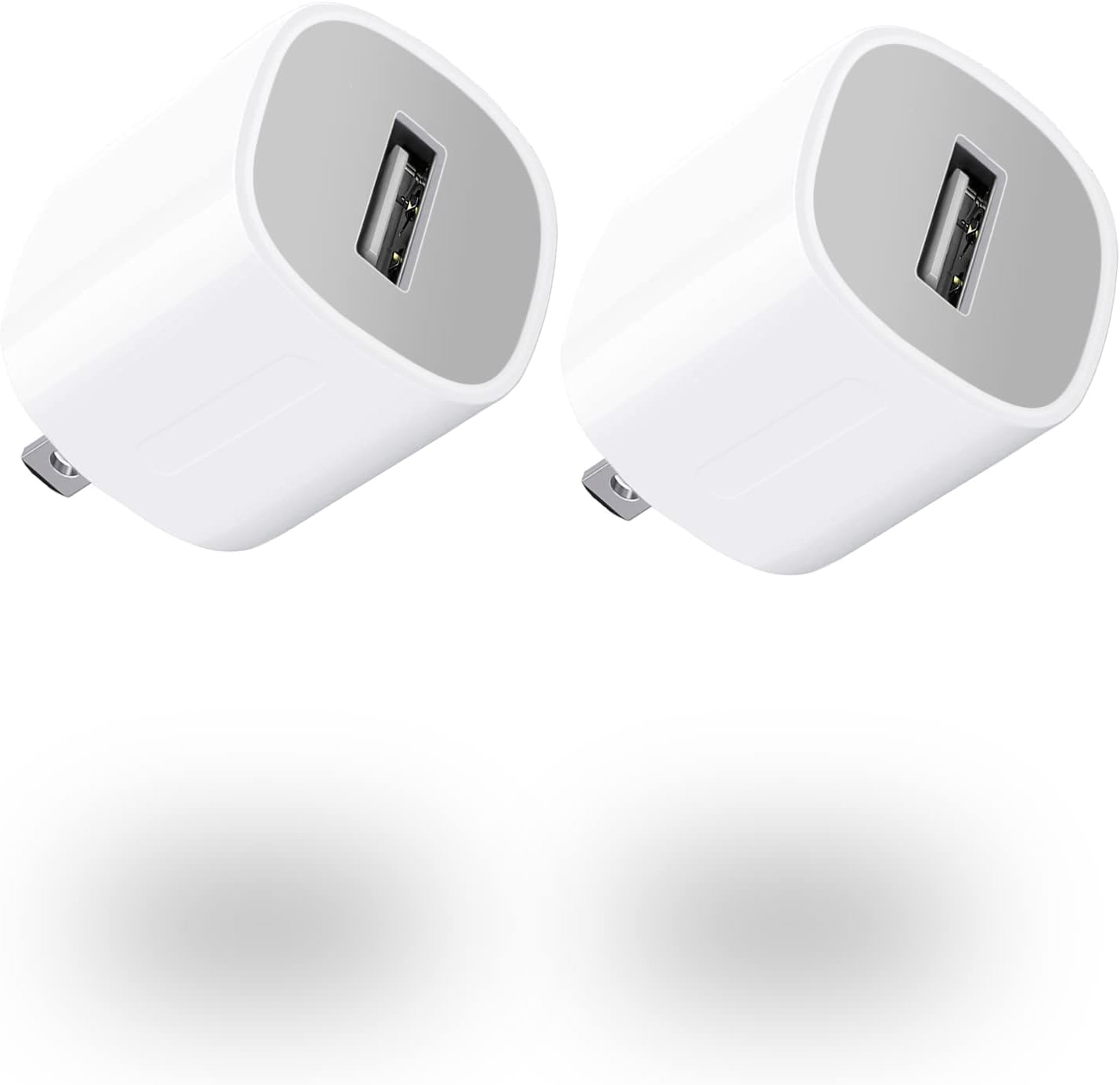 USB Wall Charger GKW Block Phone Charging Box Travel Plug Cube 2 Pack 5W Power Adapter for iPhone 14/13/12/11/10/8/7/6S/6/SE/XS/MAX/XR/X, Galaxy S7/S6/S5 Edge Kindle (Cable Not Included)