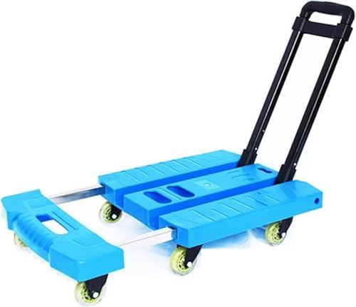 Lightweight Folding Hand Truck with 6 Wheels - Compact Trolley Cart for Home, Office & Travel - 330lbs Capacity, Adjustable Handle - Perfect for Luggage & Supplies Moving
