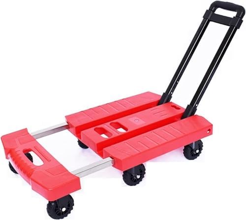 Heavy-Duty Folding Hand Truck with 6 Wheels - Lightweight Compact Trolley Cart for Home, Office & Travel - 330lbs Capacity, Adjustable Handle - Perfect for Moving Luggage & Supplies