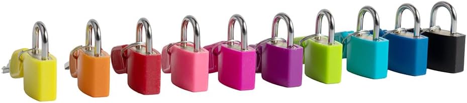 10PCS Suitcase Locks with Keys, Luggage Locks with Keys, Metal Luggage Padlocks, Mini Locker Lock (10 Colors)
