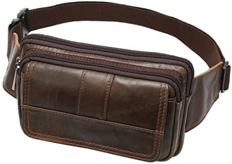 Hebetag Leather Fanny Pack Waist Bag for Men Women Travel Hiking Running Hip Bum Belt Vintage Retro Pouch Cell Phone Purse Wallet (Brown)