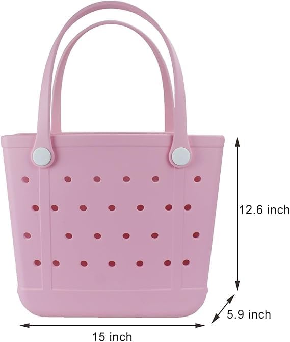 Rubber Beach Bag, Washable Moisture Resistant Durable Open Hole Tote Bag Beach Vacation Essentials