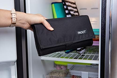 PackIt Freezable Lunch Bag, Black, Built with EcoFreeze Technology, Foldable, Reusable, Zip and