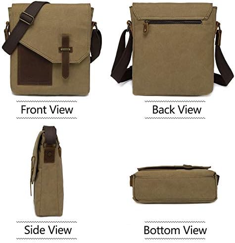 VASCHY Small Messenger Bag, Vintage Canvas Leather Lightweight Crossbody Bag