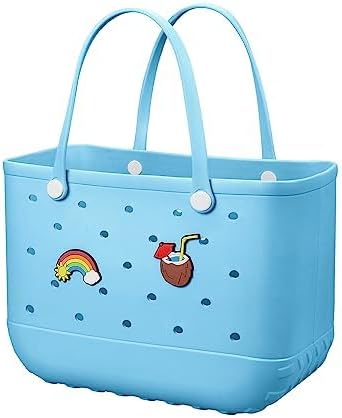 Beach Bag Rubber Tote Bag - Waterproof Travel Bag for Women Washable Tote Bag Handbag for Sports Beach Market Pool