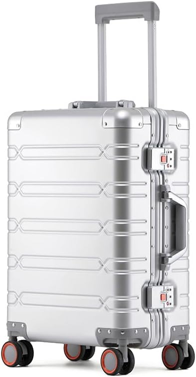 All Aluminum Carry On Luggage with 360°Silent Spinner Wheels and TSA Lock,Airline Approved Lightweight Suitcase for Business Travel (all aluminum 60 [silver], 24inch-42x26x65cm)
