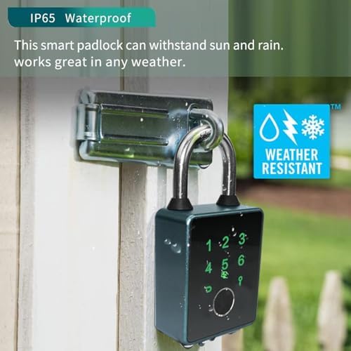 Fingerprint Padlock, Smart Padlock with Keyless Biometric, APP Control & Key Backup, Outdoor Heavy Duty Locker Lock for Gym Locker, Door, Luggage, Suitcase, Backpack