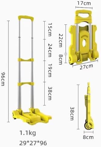 Lightweight Portable Luggage Trolley, Foldable Aluminum Rolling Cart, Travel Hand Truck with Dual Wheels for Easy Home & Travel Use
