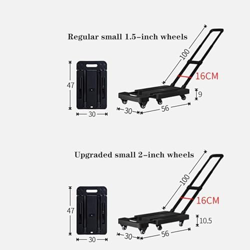 Portable Foldable Luggage Cart - Silent Hand-Pushed Flatbed Trailer for Easy Household Transport