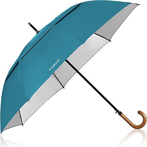 ZEKAR Wooden J-Handle Umbrella, 54/62/68 inch, UV & Classic Versions, Large Windproof Stick Umbrella, Auto Open for Men and Women