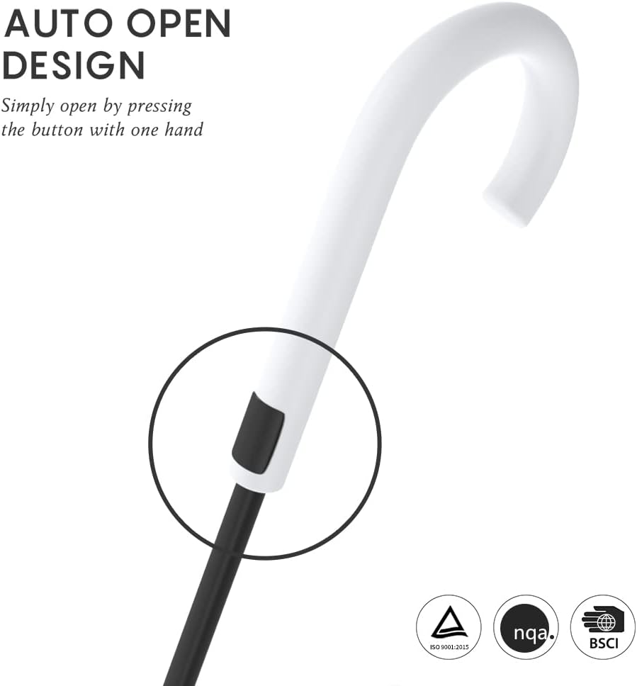 RUMBRELLA UV Stick Umbrella Auto Open UPF 50+ with J Hook Handle 51IN