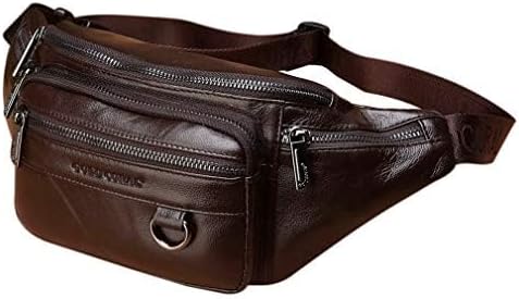 Hebetag Leather Fanny Pack Waist Bag for Men Women Outdoor Travel Walking Hiking Camping Phone Pouch Wallet Casual Daypack (Coffee)