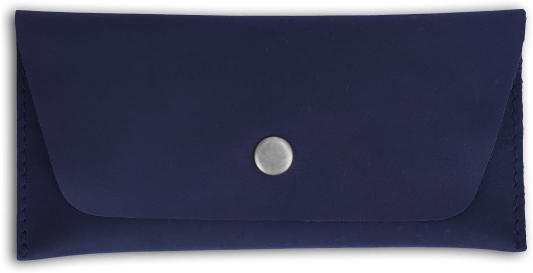 Leather Currency Pouch Dollar Bills Organiser Handmade Travel Wallet Utility Money Pouch Cash Currency Envelope- Blue