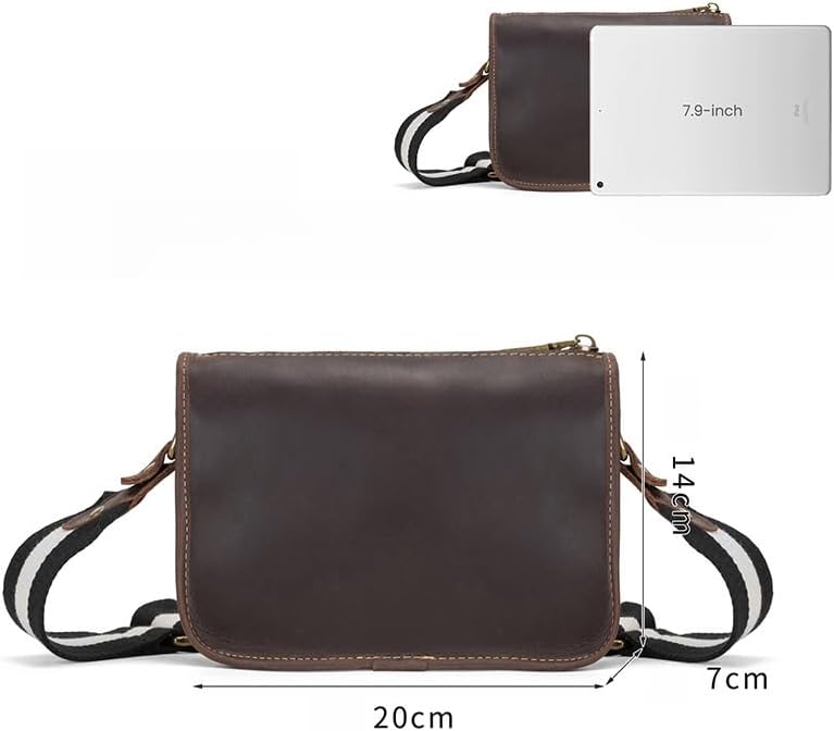 Genuine Leather Vintage Shoulder Bag Crossbody Small Messenger Bag for Men Women Casual Daily