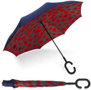 ShedRain Unbelievabrella Inverted, Upside Down, Windproof & Rainproof Car Umbrella - Hands Free C-Shape Handle - Heavy Duty, Double Layer Reverse Canopy Protects Men & Women Outdoors from Wind & Rain