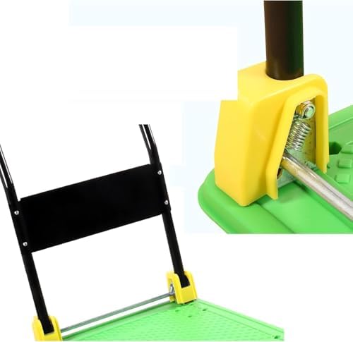 Heavy-Duty 4-Wheel Folding Hand Truck - High Capacity Rolling Platform Cart with Metal Handle & Plastic Deck, Ideal for Luggage, Moving, and Heavy Loads (Black)
