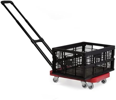 Portable Foldable Luggage Cart - Silent Hand-Pushed Flatbed Trailer for Easy Household Transport