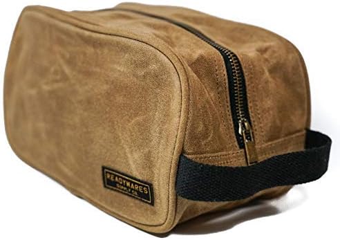 Readywares Waxed Canvas Toiletry Bag for Men, Tan, Dopp Kit Men, Stylish and Durable Shaving Kit Bag, Mens Toiletry Travel Bag