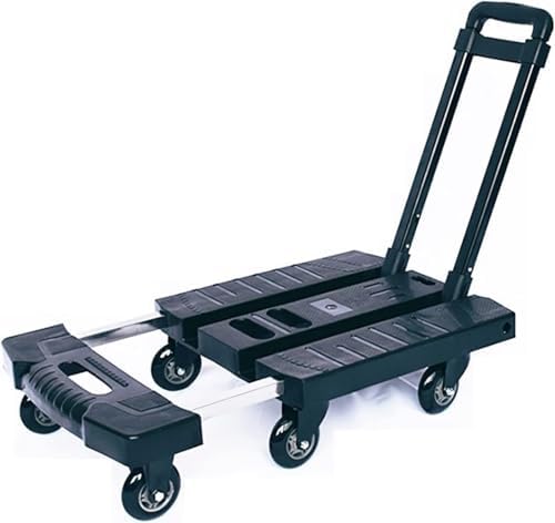 Compact Folding Hand Truck with 6 Wheels - Lightweight Trolley Cart for Home, Office & Travel - 330lbs Capacity, Adjustable Handle - Perfect for Moving Luggage & Supplies