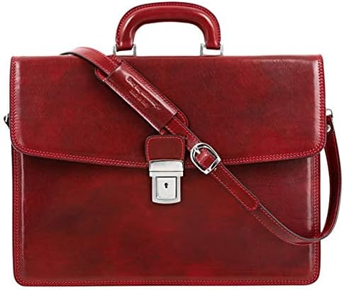 Time Resistance Leather Briefcase - Italian Handmade Leather Laptop Bag - Handbag for Men - Professional Computer Case