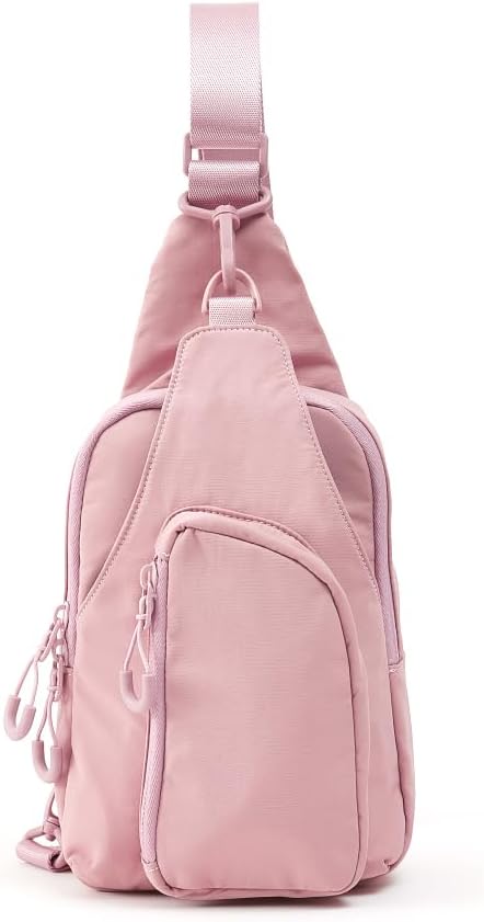 VAKAER Small Sling Bag for Women, Small Crossbody Bags with Adjustable Straps, Lightweight Chest Bag Casual Daypack Backpacks for Travel Hiking (Pink)