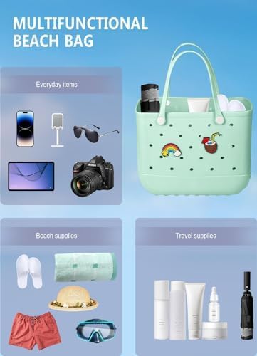 Beach Bag Rubber Tote Bag - Waterproof Travel Bag for Women Washable Tote Bag Handbag for Sports Beach Market Pool