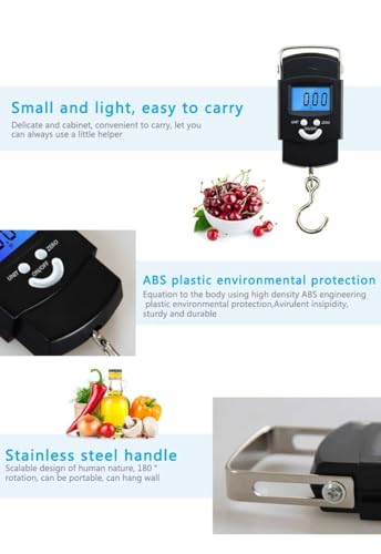Portable Digital Luggage Scale 40kg/0.01kg - Mini Electronic Weighing Balance for Travel, Baggage, Fishing - Accurate Hanging Scale with Clear LCD Display