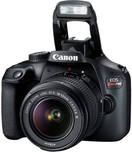 Canon EOS Rebel T100 DSLR Camera with 18-55mm Lens | 18MP APS-C Sensor, Built-in Wi-Fi & Full HD Video | for Beginners, Travel & Everyday Shooting (2628C029) + EF 75-300mm f/4-5.6 III Lens + More