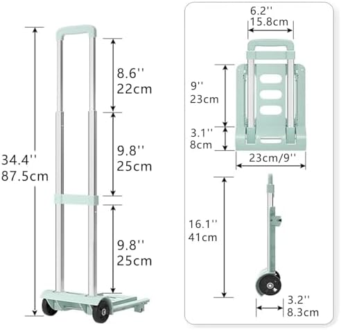 Lightweight Foldable Hand Truck Dolly - Portable Trolley Cart for Office, Travel, Luggage - Compact Pull Cart for Easy Transport & Storage
