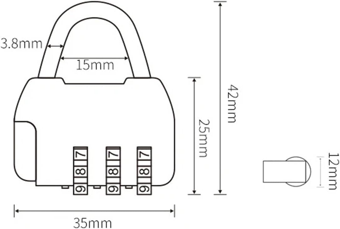 Pink Mini 3-Digit Combination Padlock - Zinc Alloy Security Lock for Lockers, Luggage, Travel Bags, Backpacks, and Small Storage Containers - Resettable and Colorful