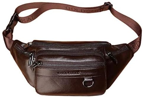 Hebetag Leather Fanny Pack Waist Bag for Men Women Outdoor Travel Walking Hiking Camping Phone Pouch Wallet Casual Daypack (Coffee)