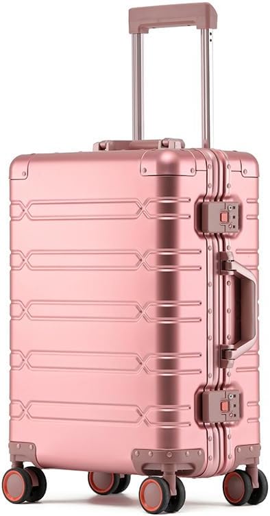 All Aluminum Carry On Luggage with 360°Silent Spinner Wheels and TSA Lock,Airline Approved Lightweight Suitcase for Business Travel (all aluminum 60 [rose gold], 20inch-35x23x55cm)