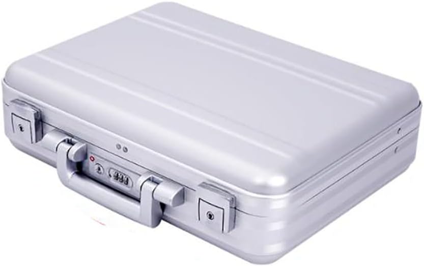 Silver Metal Brief Case 16.5X12.6X6.1 Inch Aluminum Toolbox TSA Combination Lock Cash Weekend Short-term Travel Bag Lawyer Briefcase