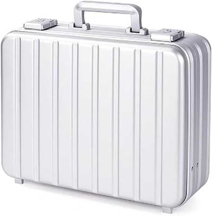 Silver Aluminum Attache Case Padded Laptop Briefcase Combo TSA Lock Hard Sided Money Suitcase with