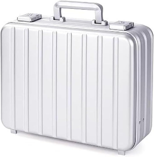 Silver Aluminum Attache Case Padded Laptop Briefcase Combo TSA Lock Hard Sided Money Suitcase with Foam