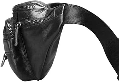 Leather Fanny Pack Waist Bag for Men Women Outdoor Travel Hiking Camping Walking Running Hip Bum Belt Slim Cell Phone Purse Wallet Pouch (#03Black)