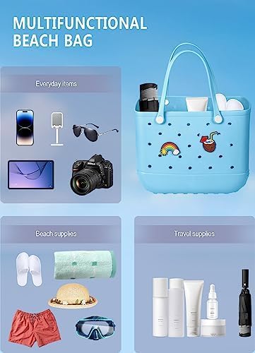 Beach Bag Rubber Tote Bag - Waterproof Travel Bag for Women Washable Tote Bag Handbag for Sports Beach Market Pool
