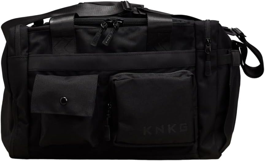 PLUS 63L Large Duffel Bag – Spacious, Durable Gym Bag with Dual Shoe Storage, Multiple Compartments & YKK Zippers for Fitness & Travel - Redwood (Black, Large 63L)